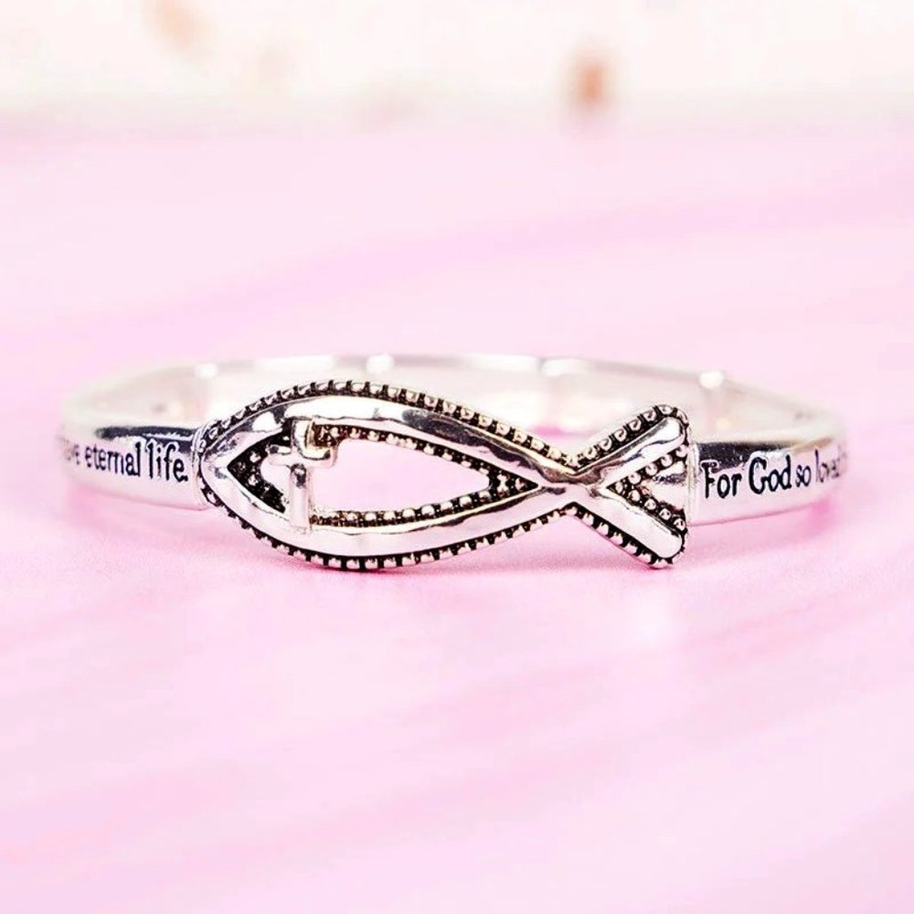 Bracelet. Ichthus Fish. John 3:16 "For God So Loved the World...".